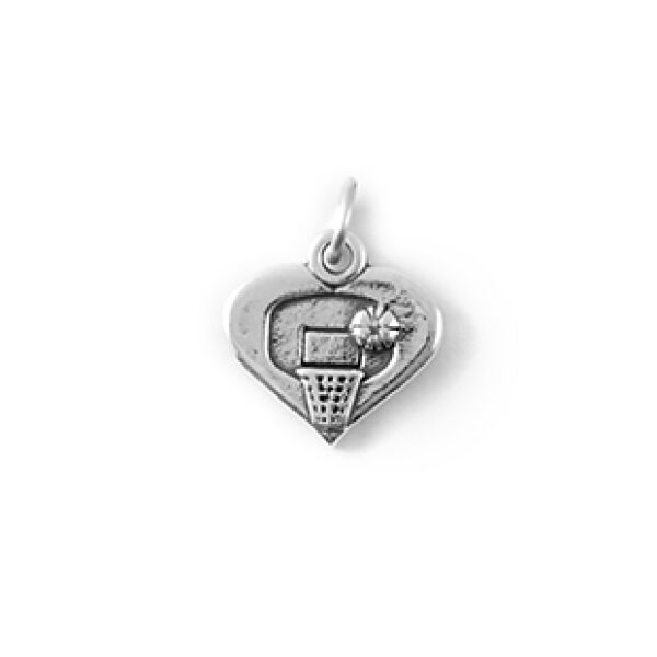 Basket Ball Hoop on Heart Medallion: CH2354