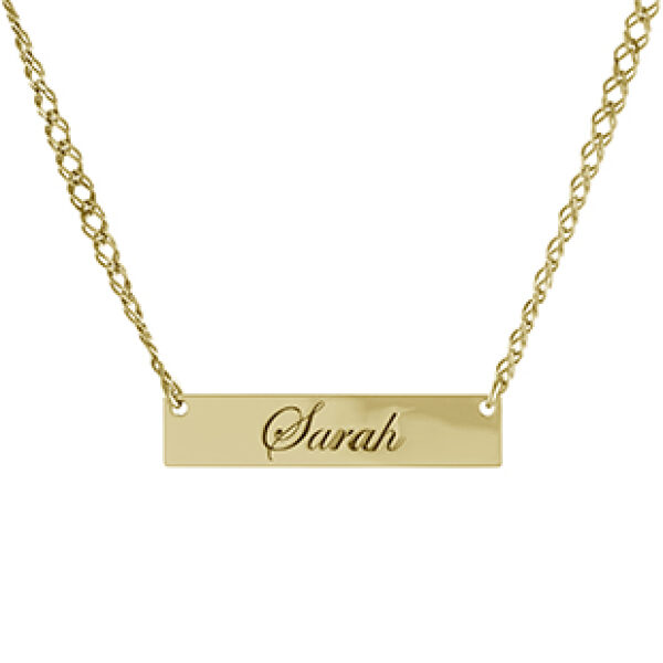 Horizontal Bar Cursive Name Necklace