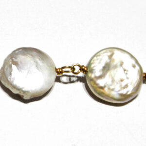 Pearl Coin, wire wrapped, hand wrapped