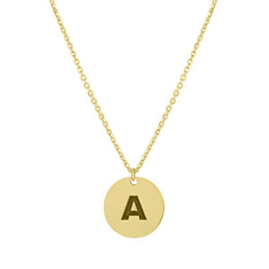 Round Flat Pendant Initial Necklace