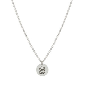 Round Flat Pendant Initial Outline Necklace