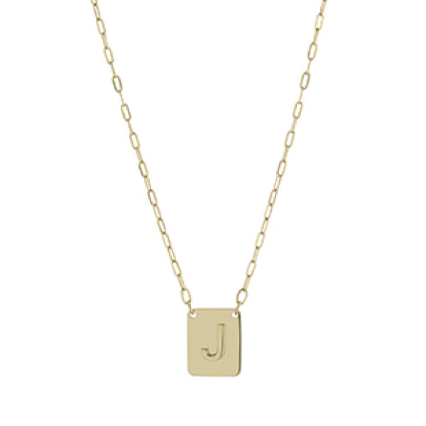 Square Initial Pendant Necklace